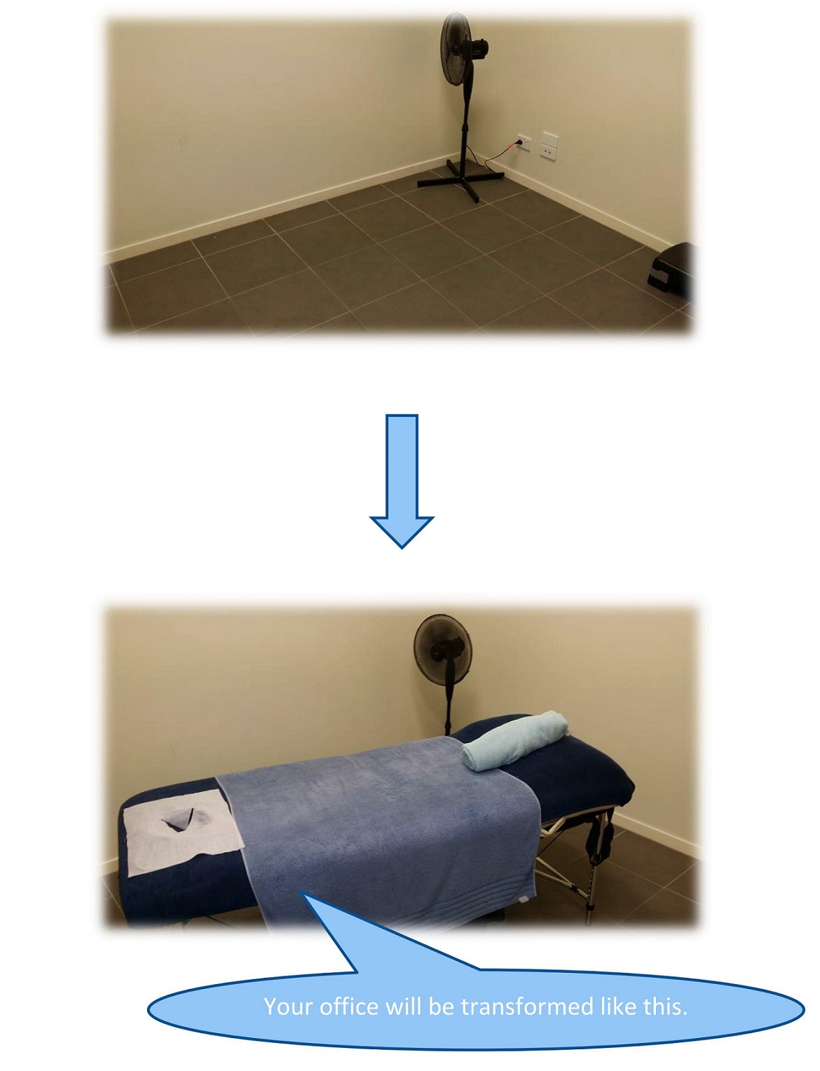 Your office transformed like this for Ninja Quick Massage.